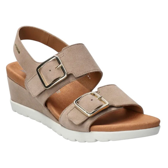 Mephisto Womens Ysabel Wedge Sandal EU 39 US 9 Taupe Platform Suede Leather NWOB - Picture 1 of 13